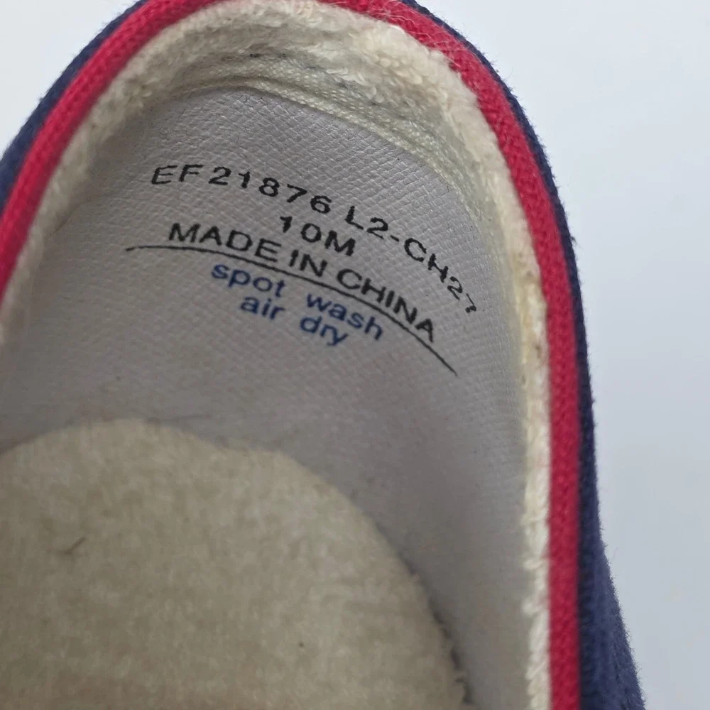 Grasshoppers Loafers Size 10M Nautical Boat Shoes Canvas Slip On Navy Blue Red